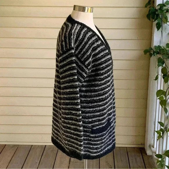 Jones NY Sport Wool & Mohair Blend Cardigan Sweater M Full Zip Hand Chunky Knit - Picture 3 of 7